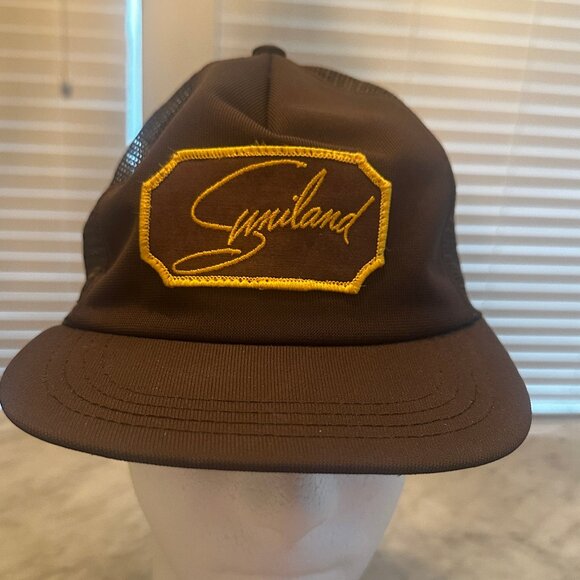 Vintage NEW Suniland Furniture Houston Truckers Hat Cap Brown Unworn Small - Picture 2 of 16